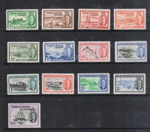 Turks & Caicos Islands 1950 QEII Sc 105-117 set of 13 MH