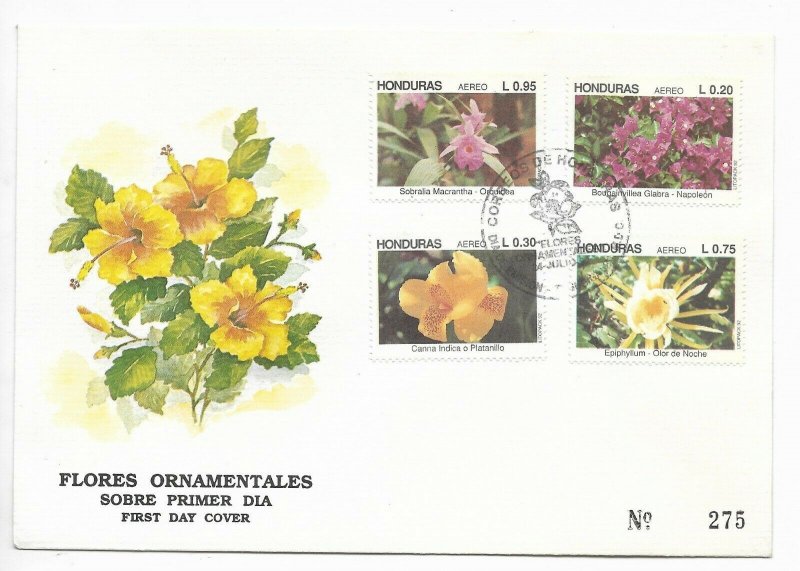 HONDURAS 1992 ORCHIDS FLOWERS COMPLETE SET OF 4 ON FDC FIRST DAY COVER