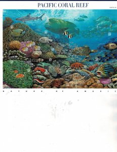 Pacific Coral Reef 37c Postage Sheet #3831 VF MNH