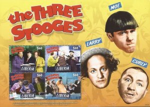 Liberia - 2009 The Three Stooges Comedy Team - 4 Stamp Sheet - Scott #2629 