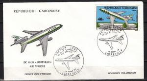 Gabon, Scott cat. C138. Aircraft DC10-30 issue. First Day Cover. ^