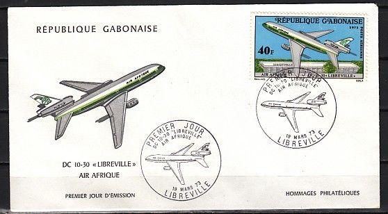 Gabon, Scott cat. C138. Aircraft DC10-30 issue. First Day Cover. ^