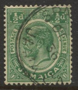 Jamaica -Scott 101 - KGV Definitive -1921 - Used - Single 1/2p Stamp