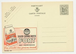 Publibel - Postal stationery Belgium 1952 Coffee - Fort - Silver Crown