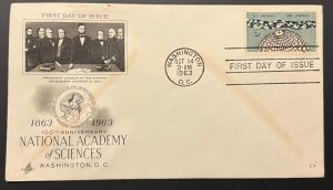 NATIONAL ACADEMY OF SCIENCES #1237 OCT 14 1963 WASHINGTON DC FIRST DAY COVER BX4