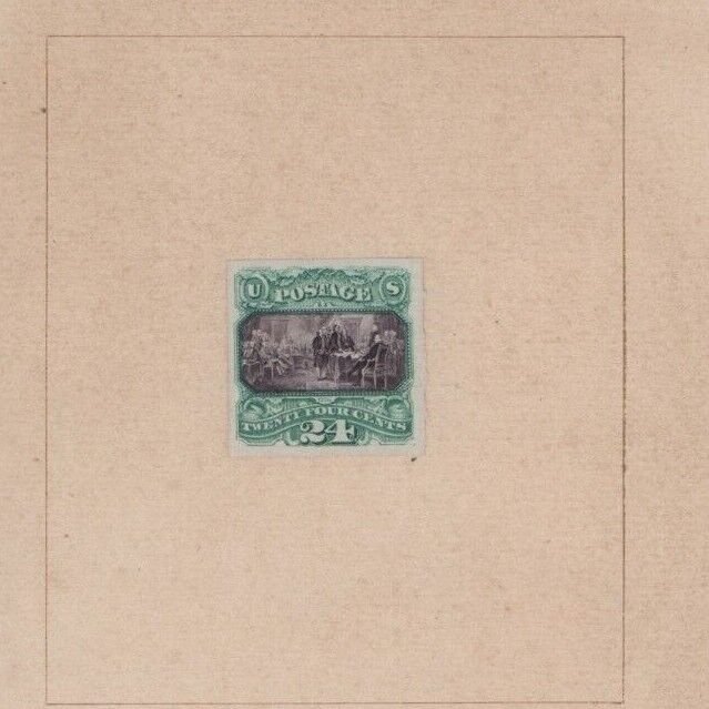 $US Sc#120p1 large DIE hybrid proof with certificate, slightly toned