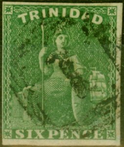 Trinidad 1859 6d Deep Green SG28 Fine Used (2)