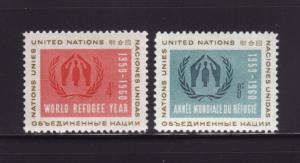 UN New York 75-76 Set MNH Refugee Year (A)