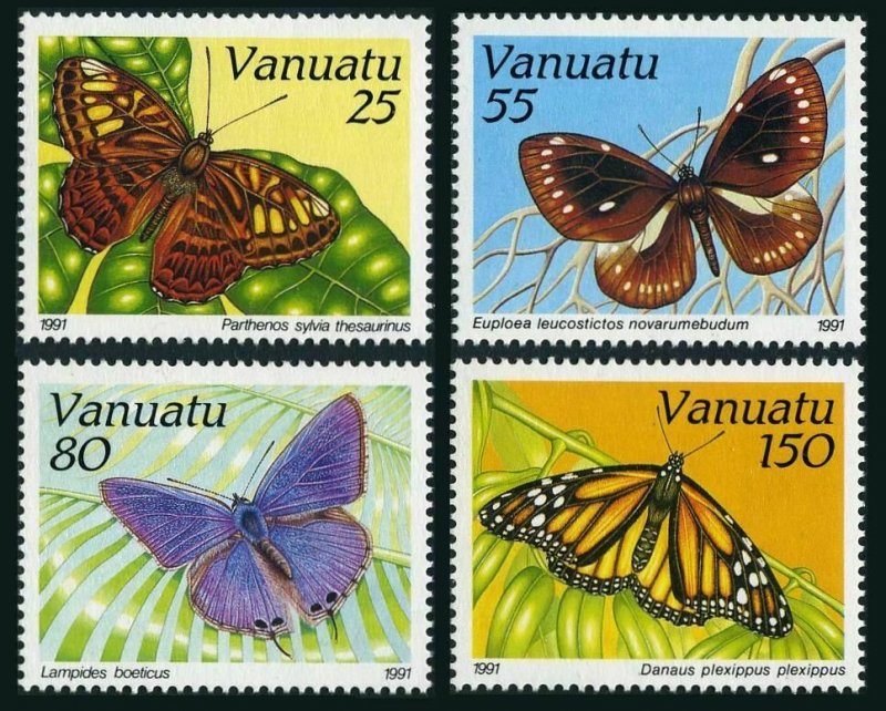 Vanuatu 532-535,MNH.Michel 856-859. Butterflies 1991.