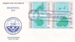 Micronesia # 4a, Maps of Different States, First Day Cover