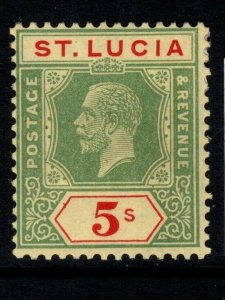ST.LUCIA SG105 1923 5/= GREEN & RED/PALE YELLOW MTD MINT