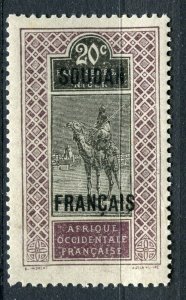 FRENCH COLONIES: SOUDAN 1921 Pictorial Optd. issue Mint hinged 20c. value