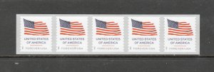 6018  US FLAG unused  MNH coil strip of 5 Counting # 0960