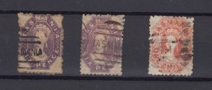 Tasmania QV 1864 Chalon Collection Of 3 To 1/- Incl 6d Fine Used BP9996