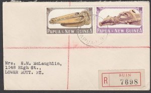 PAPUA NEW GUINEA 1966 Registered cover ex BUIN - Relief No.5 cds............U885