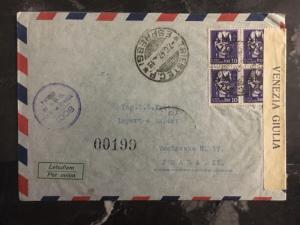 1947 Trieste Italy Airmail Censored Cover to Prague Czech Republic