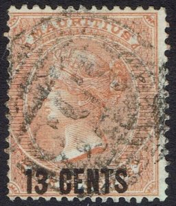 MAURITIUS 1878 QV 13 CENTS ON 3D USED