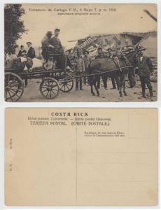 COSTA RICA 1910 PPC CARD OF EARTHQUAKE IN CARTAGO & AMBULANCE PICKING CORPSES 