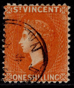 ST. VINCENT QV SG45, 1s orange-vermilion, VERY FINE USED. Cat £65. CDS