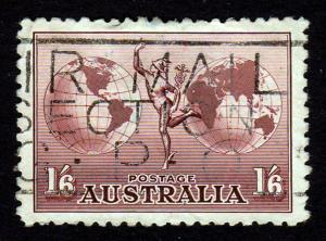 Australia 1934 Sc#C4, SG#153  1/6 Claret Hermes Air Mail USED.
