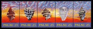 Palau Scott 191-195a  MNH** Seashell  strip