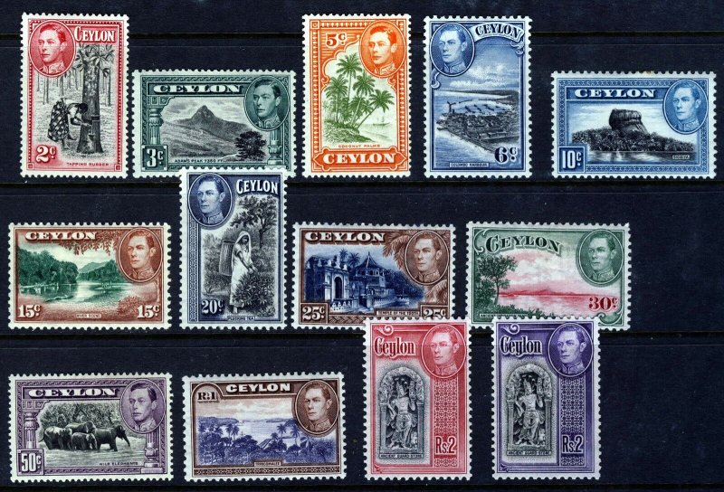 CEYLON King George VI 1938 Pictorial Part Set SG 386b to SG 396b MINT