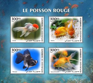 DJIBUTI - 2023 - Goldfish - Perf 4v Sheet - Mint Never Hinged