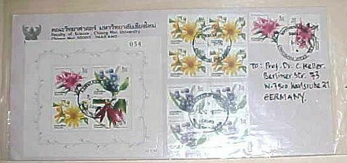 THAILAND COVER WITH SHEETLET FLOWER TO GERMANY