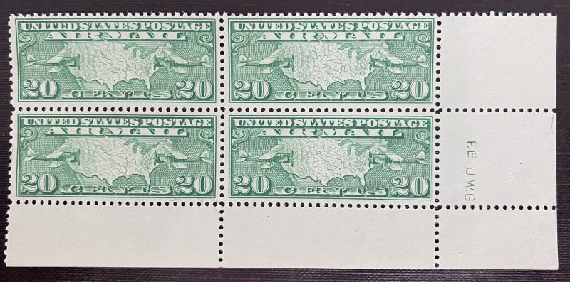 US Stamps - SC# C9 - 2 MNH  2MH - Engraver’s Block Of 4 - SCV - $38.00