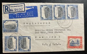 1949 Swakopmund South West Africa Registered Airmail Cover To New York USA