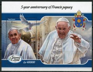 SIERRA LEONE  2018 5th PAPAL ANNIVERSARY  OF FRANCIS SOUVENIR SHEET  MINT NH