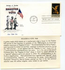 1344 Register & Vote Cover Craft cachets, CCC,  FDC