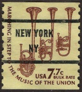 Scott 1614a Brass Instruments Pre-cancel in New York