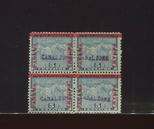 Canal Zone 2 Mint Block of 4 Stamps with COLON BETWEEN BAR & PANAMA VAR  PF CERT