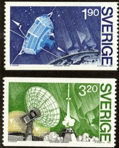 Sweden 1514-15 - Unused-NG - Satellite / Space / Dish (Cpl) (1984) (cv $2.75)