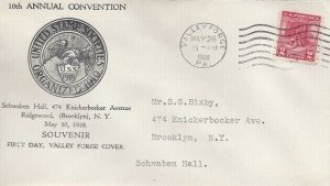 645 2c VALLEY FORGE - 1st Ridgewood Stamp Club cachet