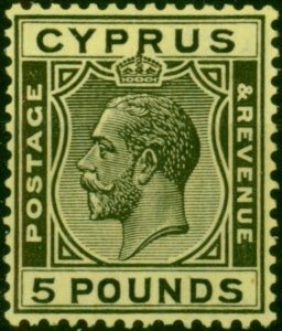 Cyprus 1928 £5 Black-Yellow SG117a Superb MNH Behr Cert