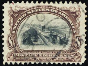 298, Used XF 8¢ Panama Canal Stamp GEM QUALITY - Stuart Katz