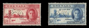 Grenada #143-144S (SG 164-165s) Cat£90, 1946 Peace, set of two, perforated S...