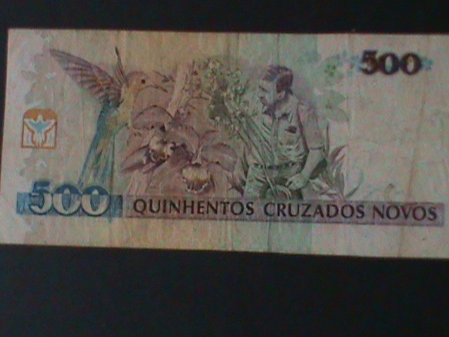 ​BRAZIL-1990-CENTRAL BANK-$500 CRUZEIRO ON $500 CRUZEIRO-CIR-VERY FINE