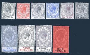 GIBRALTAR-1912-24  A lightly mounted mint set to £1 Sg 76-85