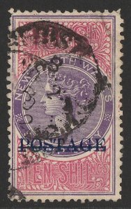 NEW SOUTH WALES 1894 'POSTAGE' on QV 10/- Stamp Duty, perf 12x11.