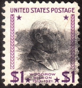 1938, US $1, Woodrow Wilson, Used, Sc 832