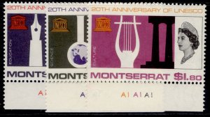 MONTSERRAT QEII SG187-189, 1966 UNESCO set, NH MINT.