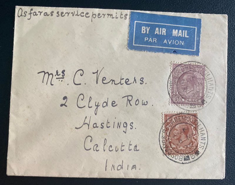 1929 England First Flight Airmail Cover  To Calcutta India Imperial Airways