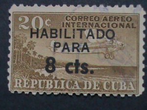​CUBA-ONE OVER PRINT VERY OLD CUBA USED-STAMP-VF WE SHIP TO WORLD WIDE