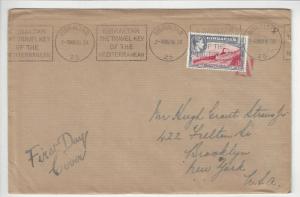 1938 Gibraltar To USA First Day Cover - 6c Stamp