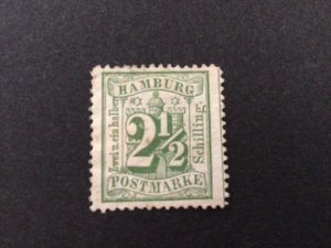 Germany Hamburg 1864 with watermark green unused stamp 58391