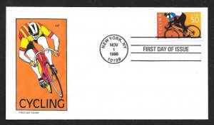 UNITED STATES (2) FDCs 50¢ Cycling 1996 Farnam