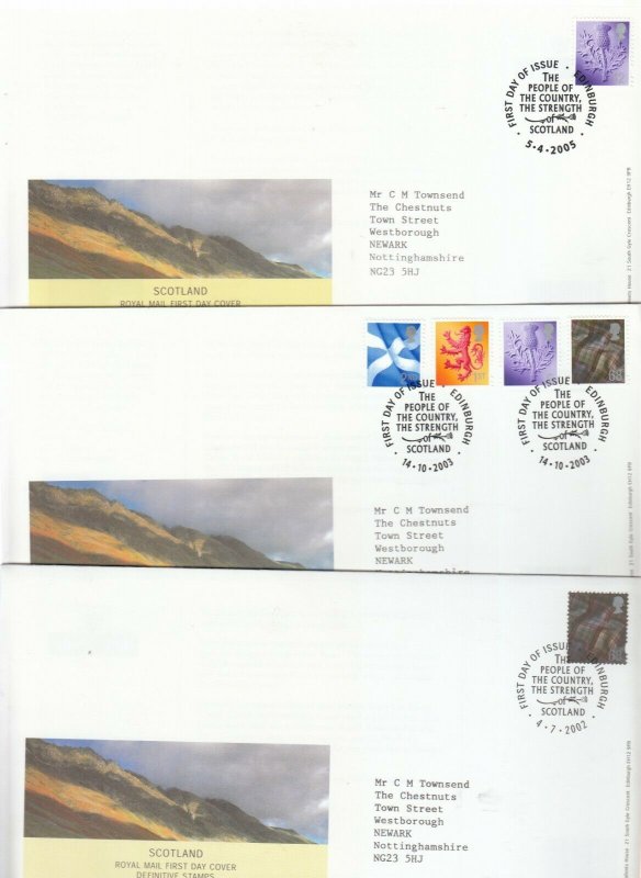 1999-2005 SCOTLAND ONE COUNTRY DEFINITIVE FIRST DAY COVERS X6